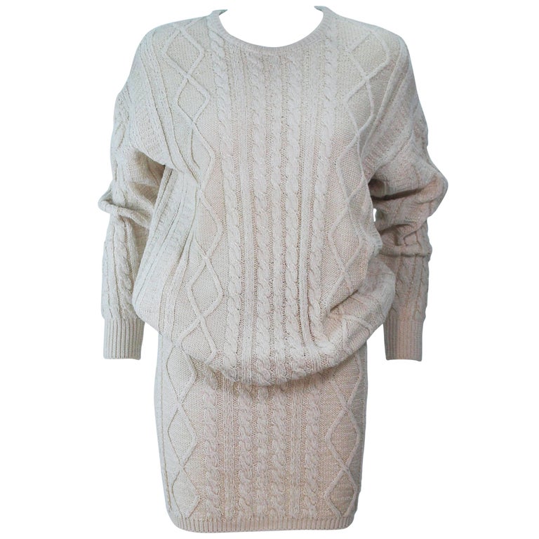 GIANNI VERSACE Cable Knit Set with Pencil Skirt Size 40 42 For Sale at ...