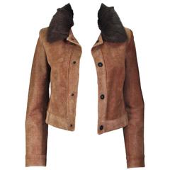 RALPH LAUREN Sheared Chevron Cowhide Jacket Size 2