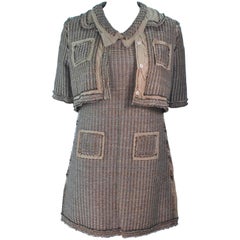 PRADA Linen Shift Dress and Cropped Jacket Ensemble Size 36 38