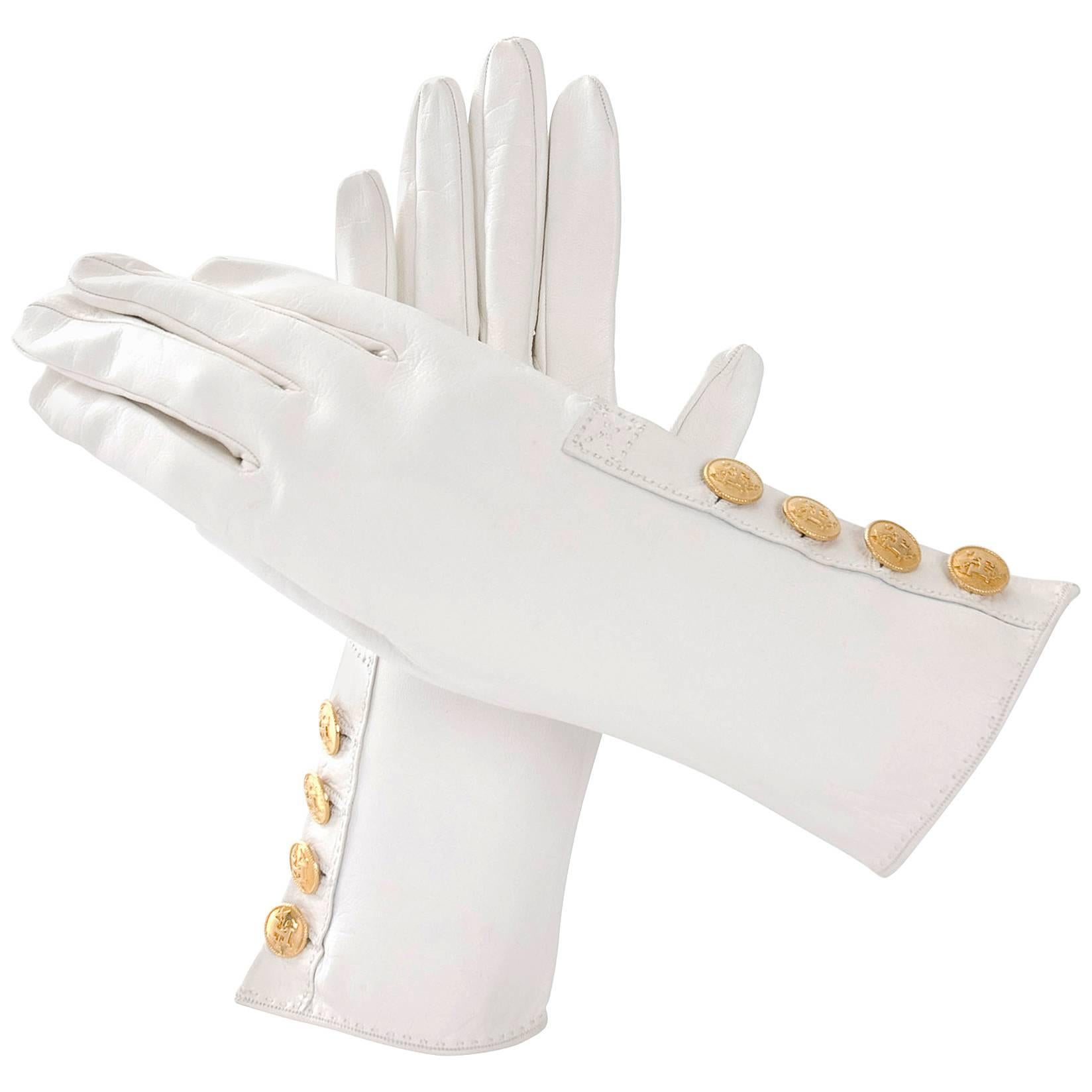 90's Hermes Leather Gloves - like new.