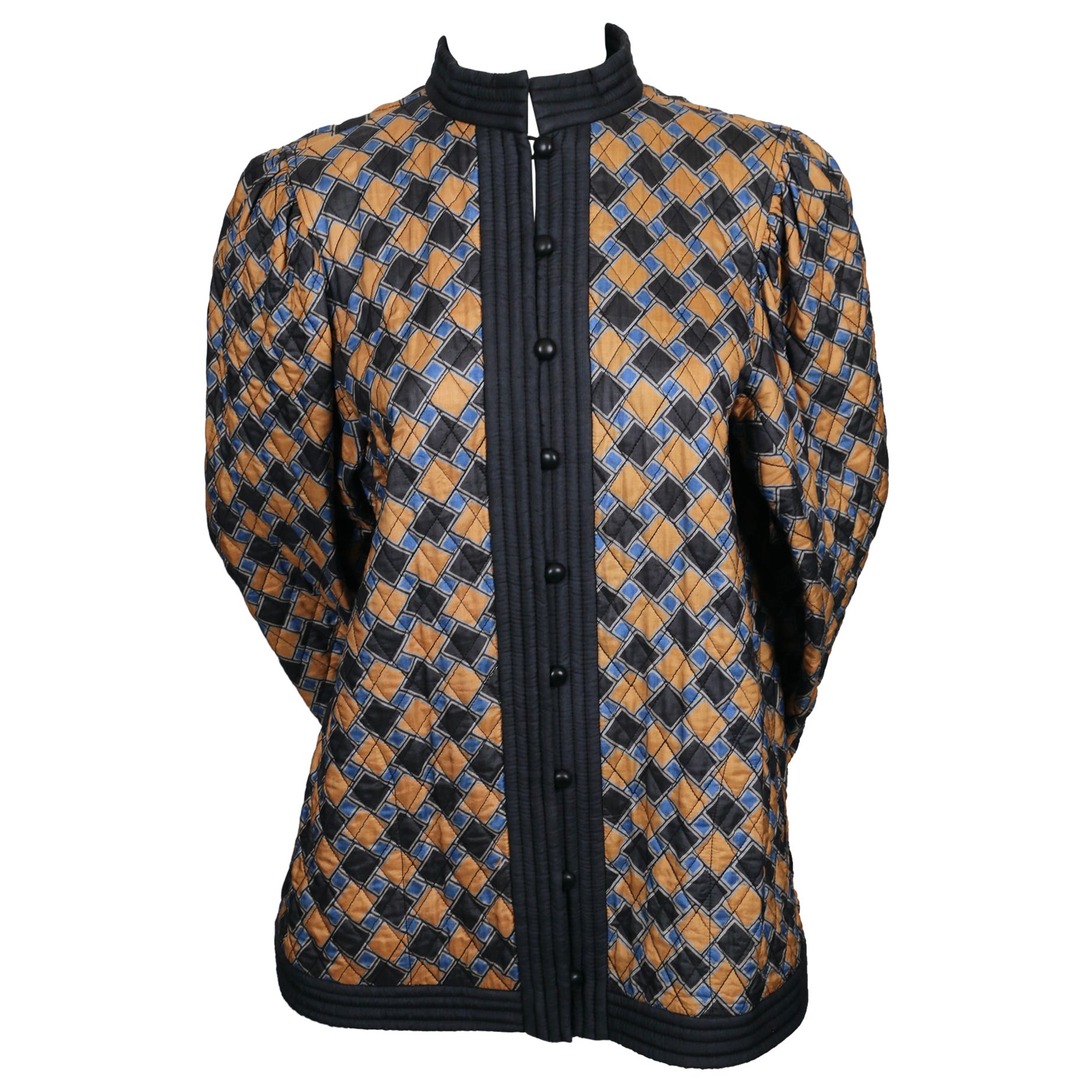 1979 SAINT LAURENT abstract printed silk quilt jacket   For Sale