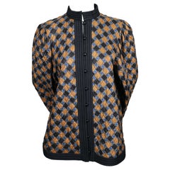 1979 SAINT LAURENT Abstrakte bedruckte Seiden-Steppdecke