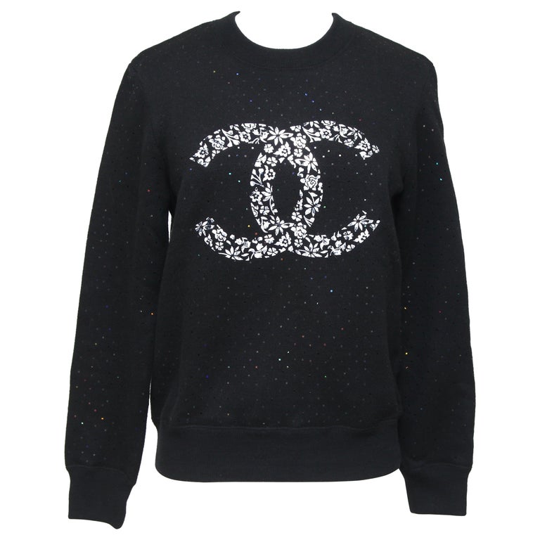 Chanel White Bow Logo Sweater