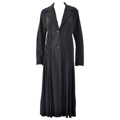 2000s Issey Miyake long pleated and lined Jersey coat