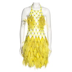 Paco Rabanne Haute Couture yellow ostrich feather mini dress, ss 1967