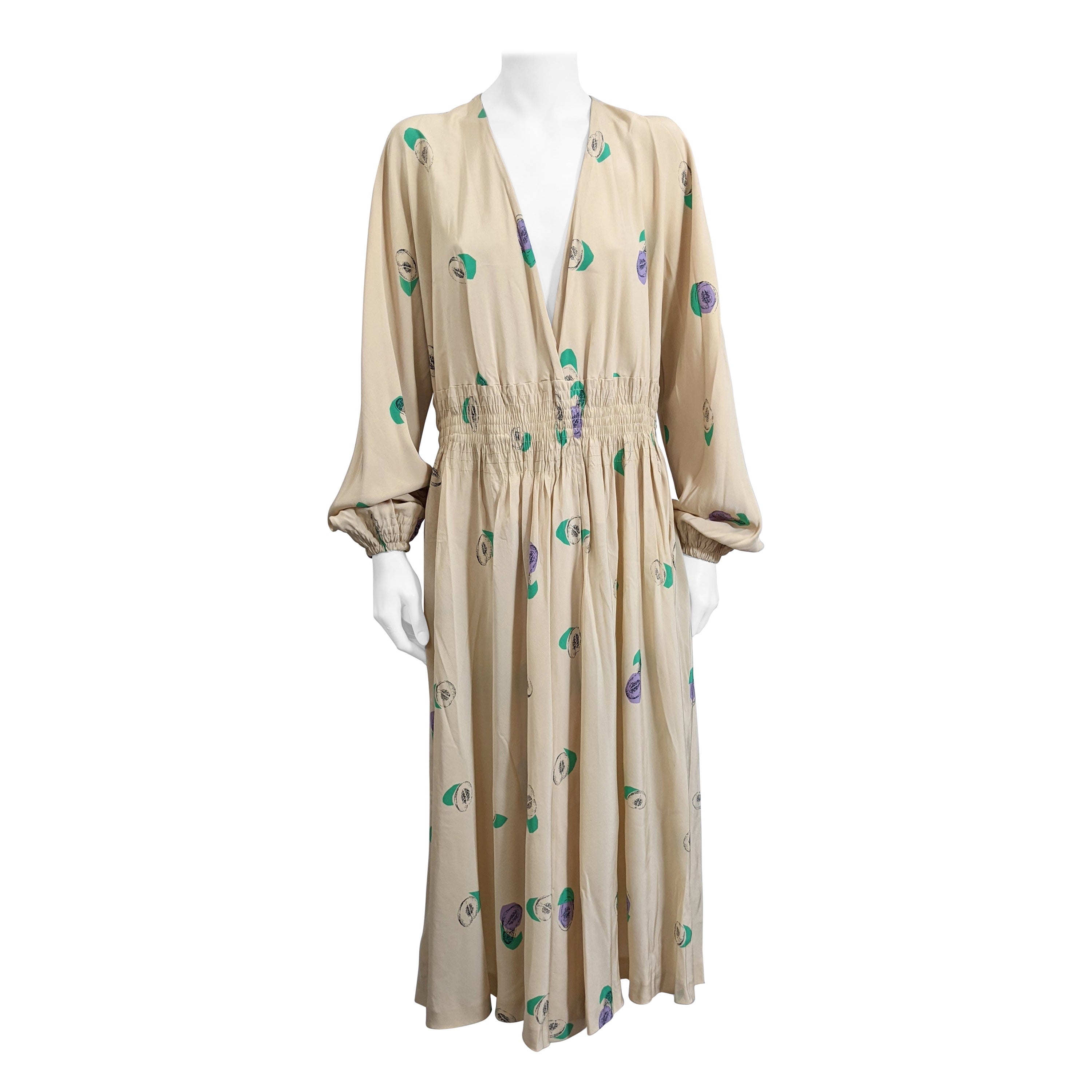 Halston Silk Crepe Faux Wrap Dress For Sale