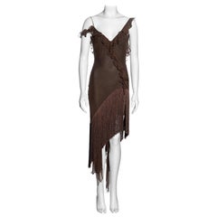 Christian Dior by John Galliano brown silk chiffon bias cut dress, fw 2000