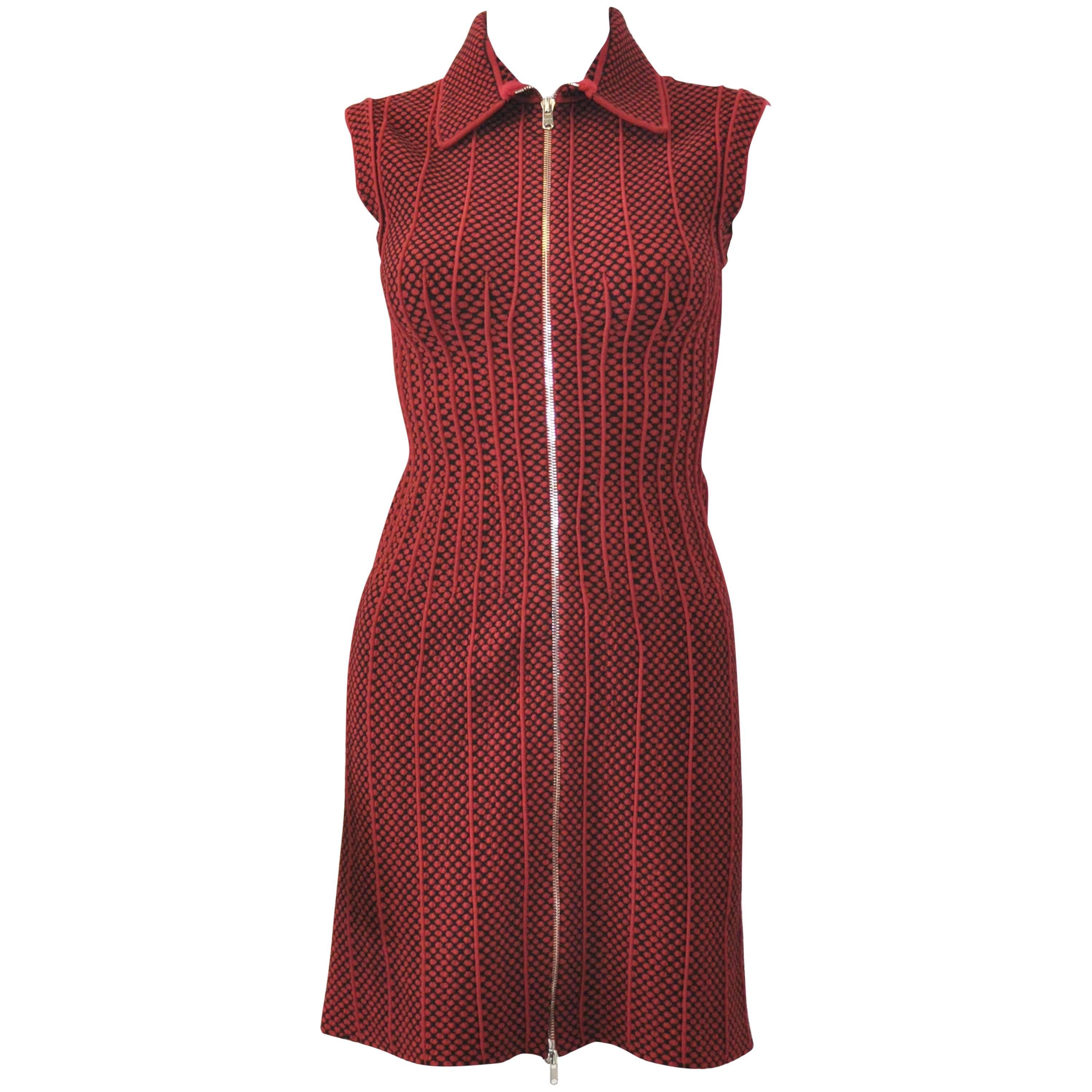 Azzedine Alaia Red Stretch Body-Con Knit Dress NWT