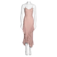 Retro John Galliano pale pink silk chiffon bias-cut evening dress, fw 1997