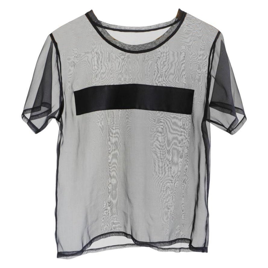 Transparentes T-Shirt aus durchsichtiger Seide und Organza, schwarz, J Dauphin