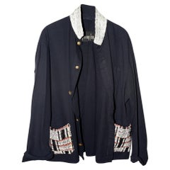 Used Black Cotton Jacket Lurex Multi Color Tweed Large France J Dauphin