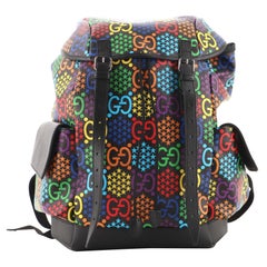 Gucci Rucksack mit doppelter Tasche und Gürtel mit psychedelischem Druck aus beschichtetem Segeltuch Medium