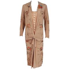 1920's Arthur Weiss Metallic Embroidered Deco Silk Drop-Waist Flapper Dress 11