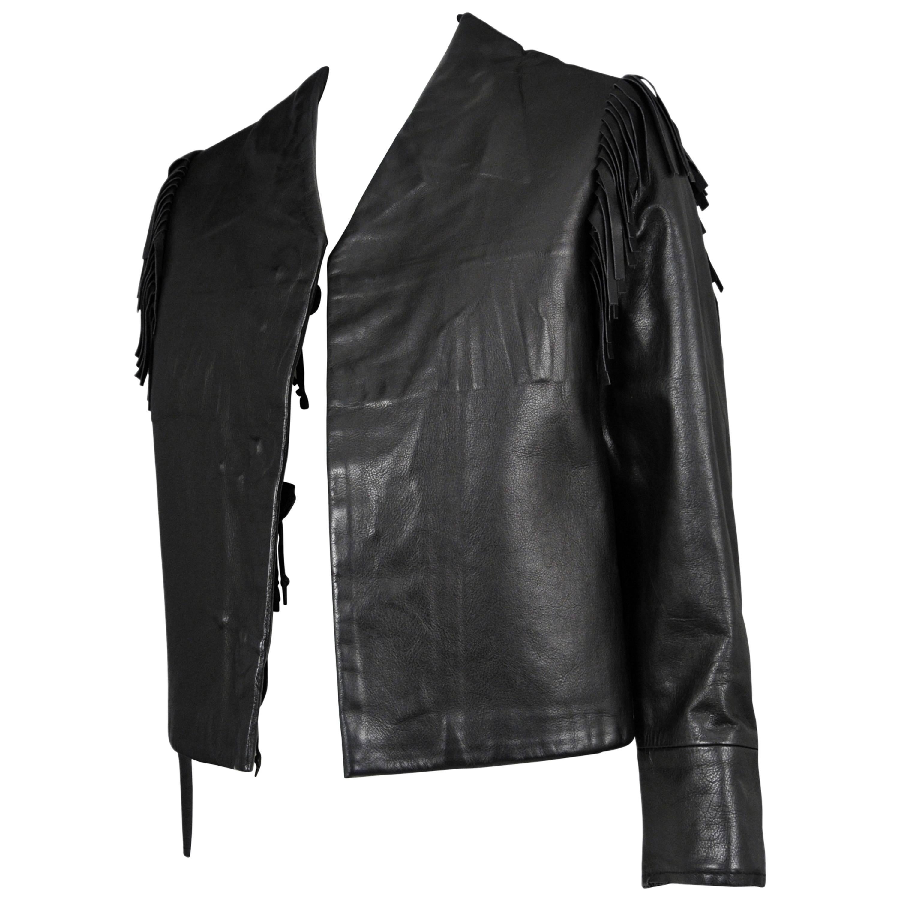 Margiela Black Leather Fringe Jacket