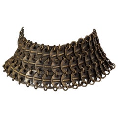 Vintage YVES SAINT LAURENT Ysl Chainmail Bronze Choker Necklace