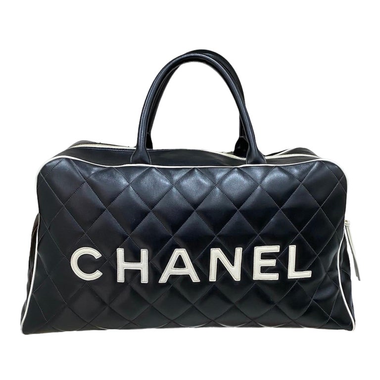 1996 Chanel Bowling Bag Black Handle Bag For Sale at 1stDibs