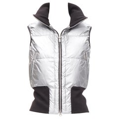 Y3 YOHJI YAMAMOTO ADIDAS silver nylon padded puffer vest jacket XS