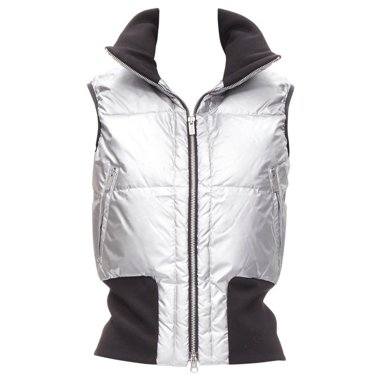 Y3 YOHJI YAMAMOTO ADIDAS silver nylon padded puffer vest jacket XS For Sale  at 1stDibs
