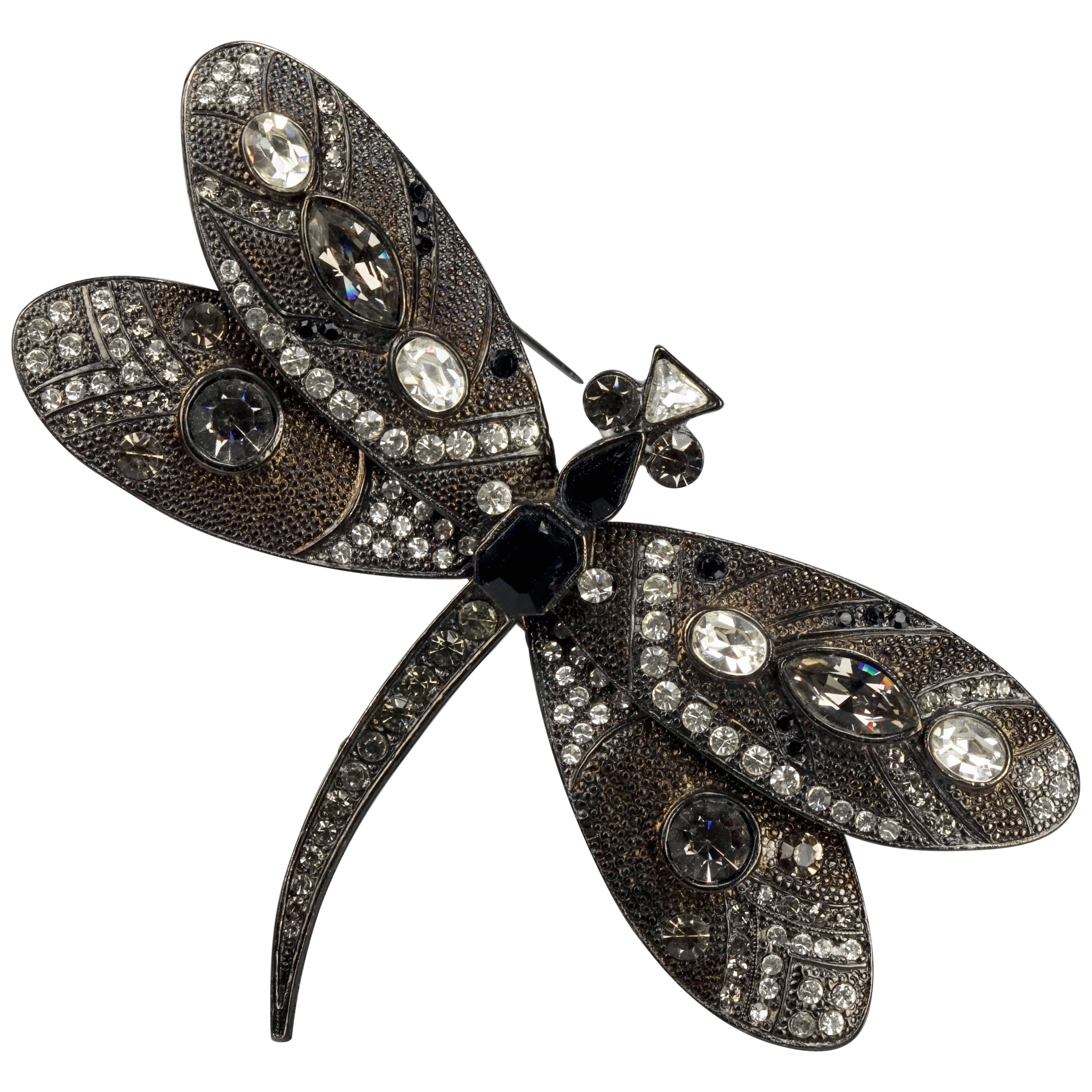 Vintage Massive SCHERRER PARIS Jewelled Dragonfly Brooch For Sale