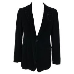 GIORGIO ARMANI Size 46 Long Black Velvet Rayon Blend Sport Coat