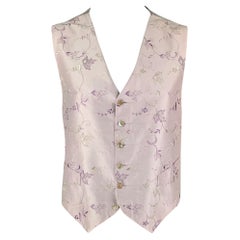 FAVOURBROOK Size 46 Lavender Embroidery Silk Buttoned Vest