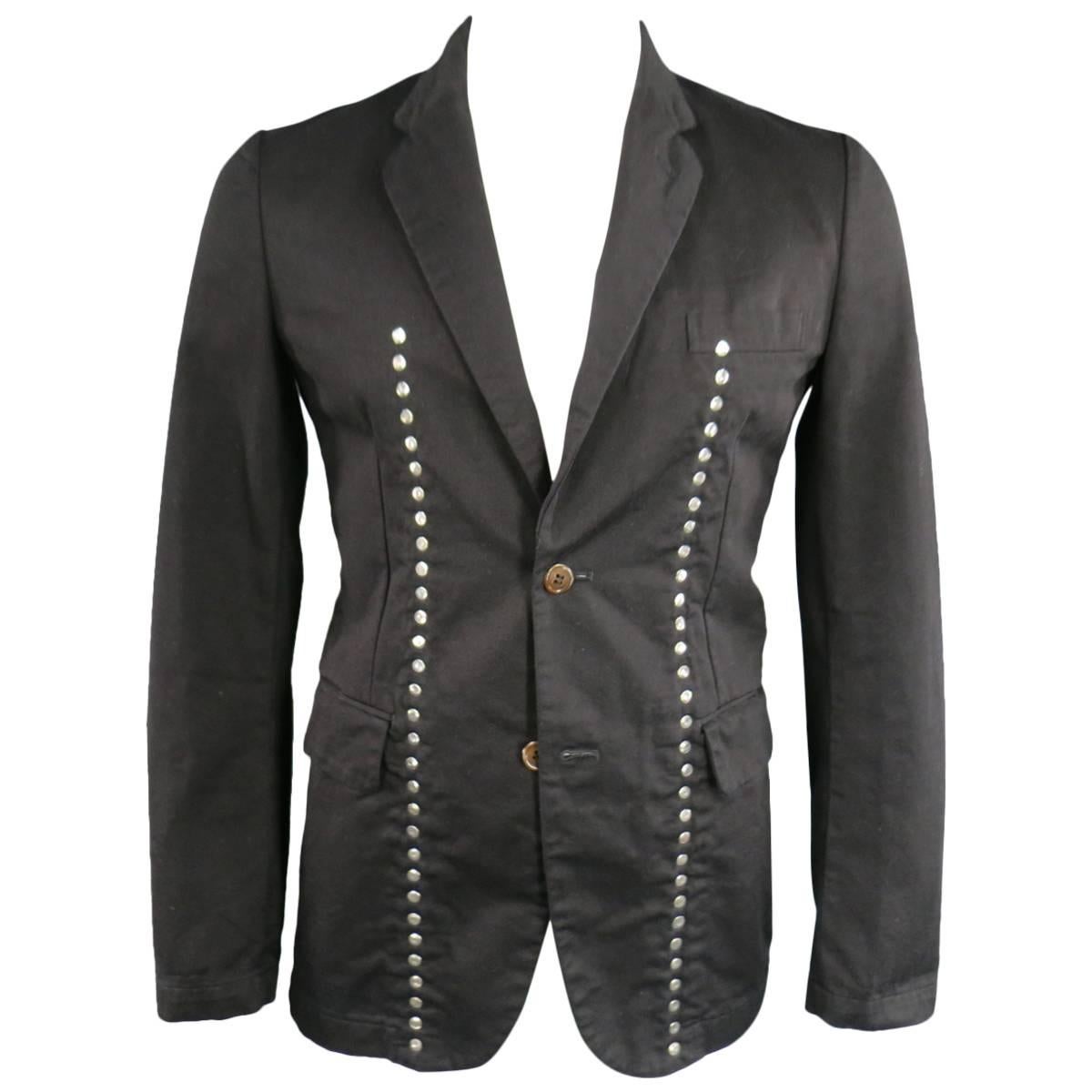 Comme Des Garcons Black Cotton Reversible Studded Sport Coat Jacket