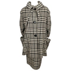 1960's JOSEPH MAGNIN wool houndstooth swing coat with neck tie & skirt