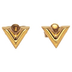 Louis Vuitton Essential V Gold Tone Stud Earrings