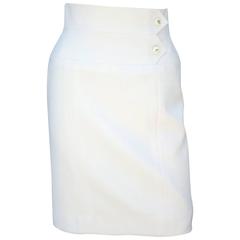 Vintage 1990's Classic Chanel Boutique High Waist Winter White Skirt