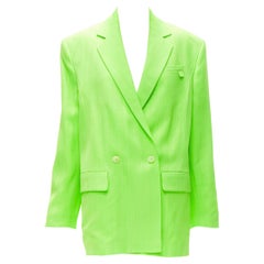 JACQUEMUS Le Splash 2020 neon green double breasted boxy blazer jacket FR36 S