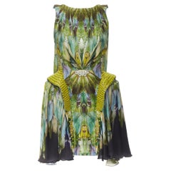 Neu: ALEXANDER MCQUEEN 2010 Laufsteg Platos Atlantis Grünes verziertes Kleid IT38