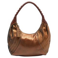 Fendi Metallic Bronze Holographic Fortuny Leather Spy Hobo