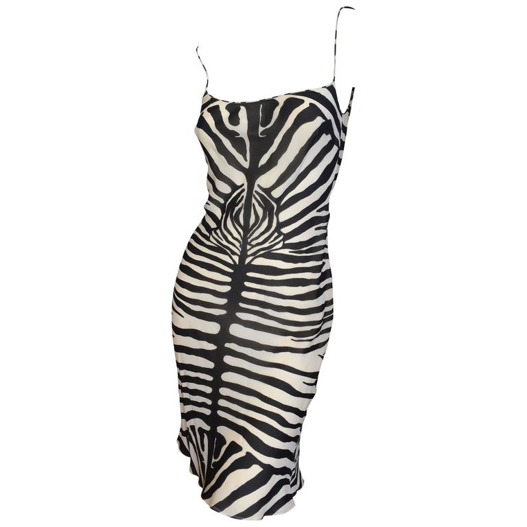 John Galliano 1990's Silk Zebra Stripe Dress at 1stDibs | john galliano ...