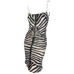 John Galliano 1990's Silk Zebra Stripe Dress