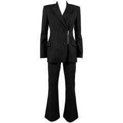 Jean-Charles de Castelbajac black pinstripe wool pant suit, c. 1990