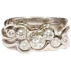 Georg Jensen Diamond and 18k white gold diamond engagement and wedding rings 