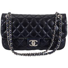 Chanel Navy Tweed Expandable Flap Bag