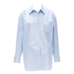 ALEXANDER WANG Crystal Hotfix blue cotton oxford striped embellished shirt S