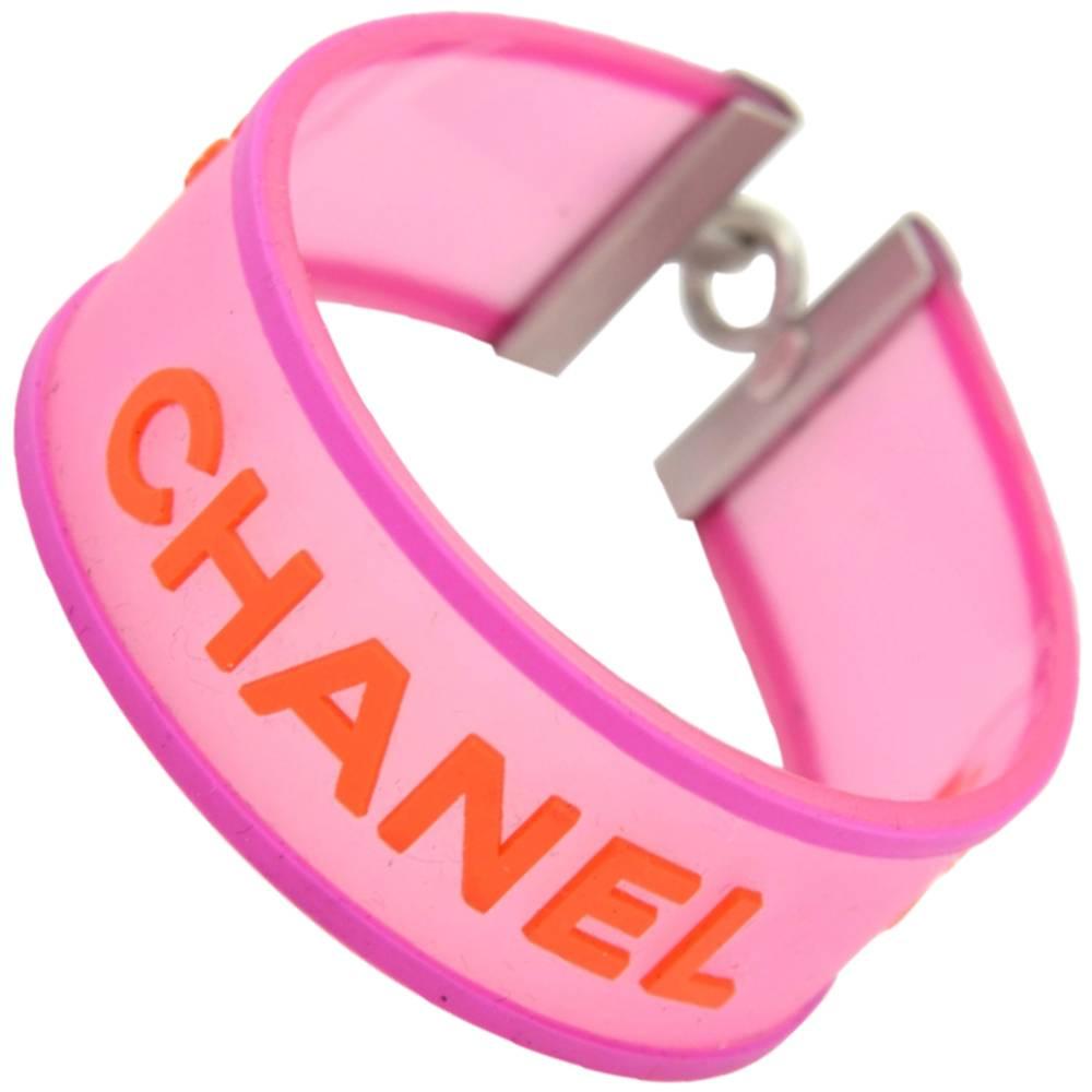 Chanel Orange x Pink Rubber Bracelet Bangle