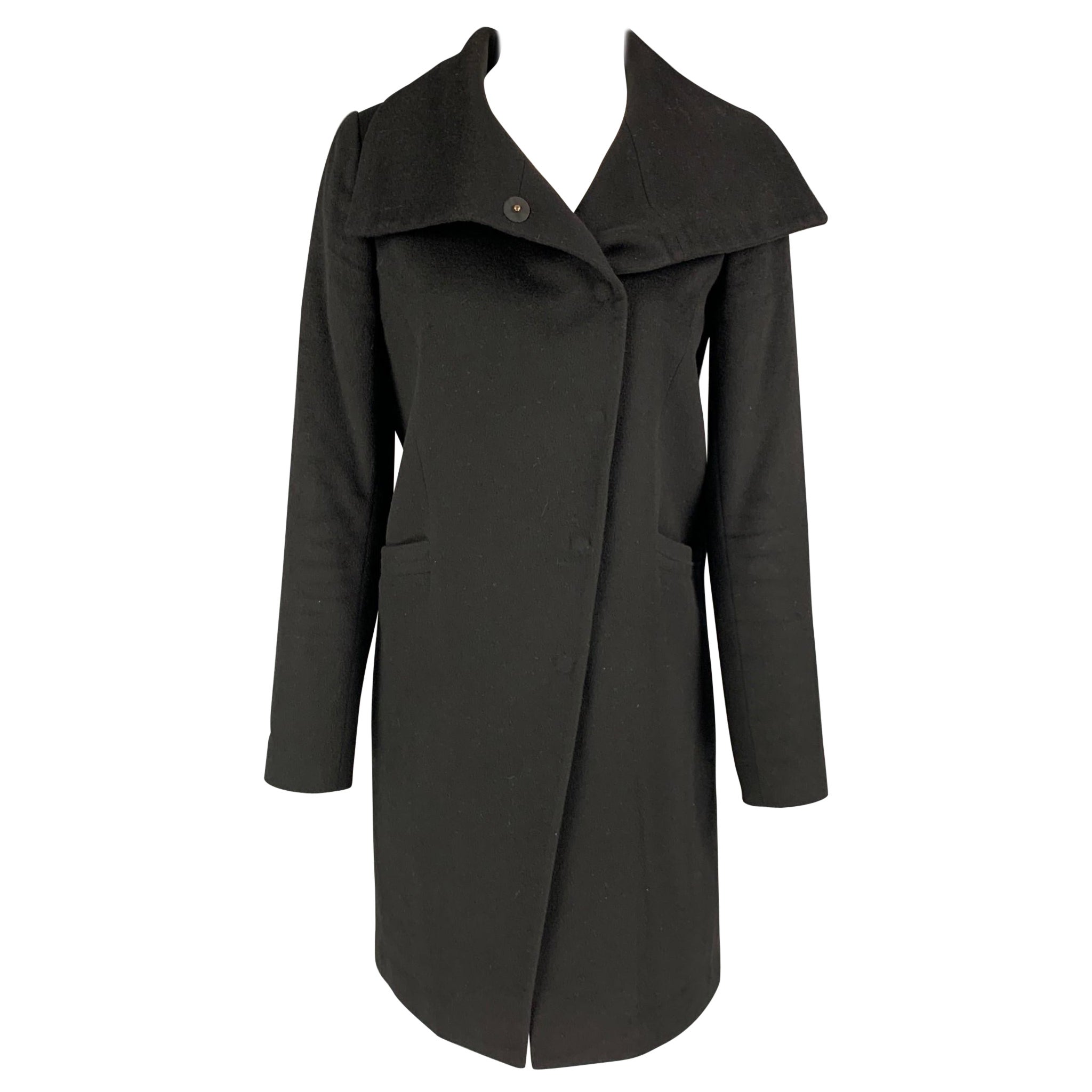 LAN JAENICKE Size S Black Cashmere Hidden Snaps Coat