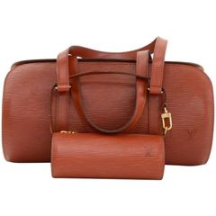 Louis Vuitton Soufflot Brown Kenyan Fawn Epi Leather Hand Bag + Pouch