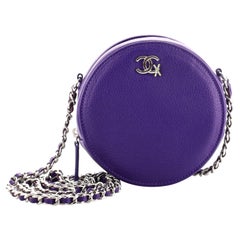 Chanel CC Ski Runde Clutch mit Kette aus Ziegenleder Mini