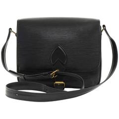 Vintage Louis Vuitton Cartouchiere MM Black Epi Leather Shoulder Bag