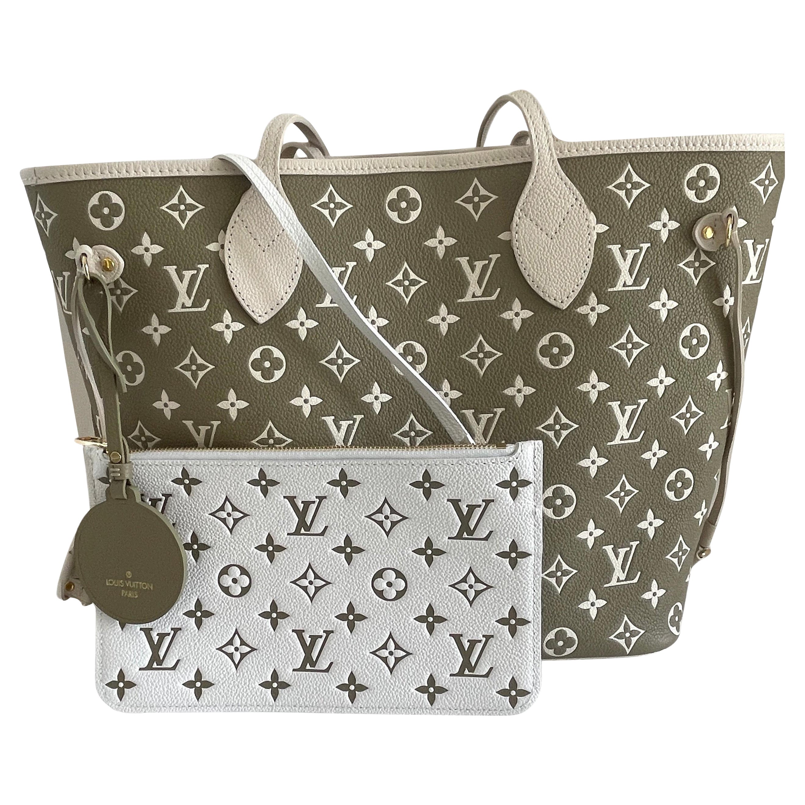 Louis Vuitton Neverfull MM Kaki Beige Monogram Empreinte Bag SOLDOUT AT LV