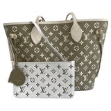 Louis Vuitton Limited Beige x Khaki Green Monogram Giant Neverfull MM Tote  s27lv at 1stDibs
