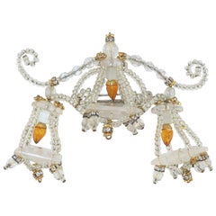 Vintage Beaded Miniature Chandelier Novelty Holiday Brooch, 1980's