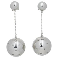 Prada Crystal Embellished and Silver-plate Sphere Ball Dangle Clip Earrings