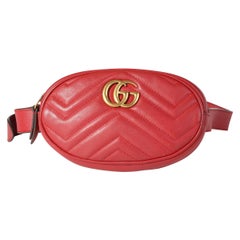 Gucci Red Matelasse Calfskin Marmont Belt Bag 95