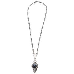Art Deco Sterling Silver, Hematite And Marcasite Necklace 6