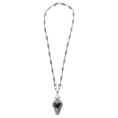 Art Deco Sterling Silver, Hematite And Marcasite Necklace